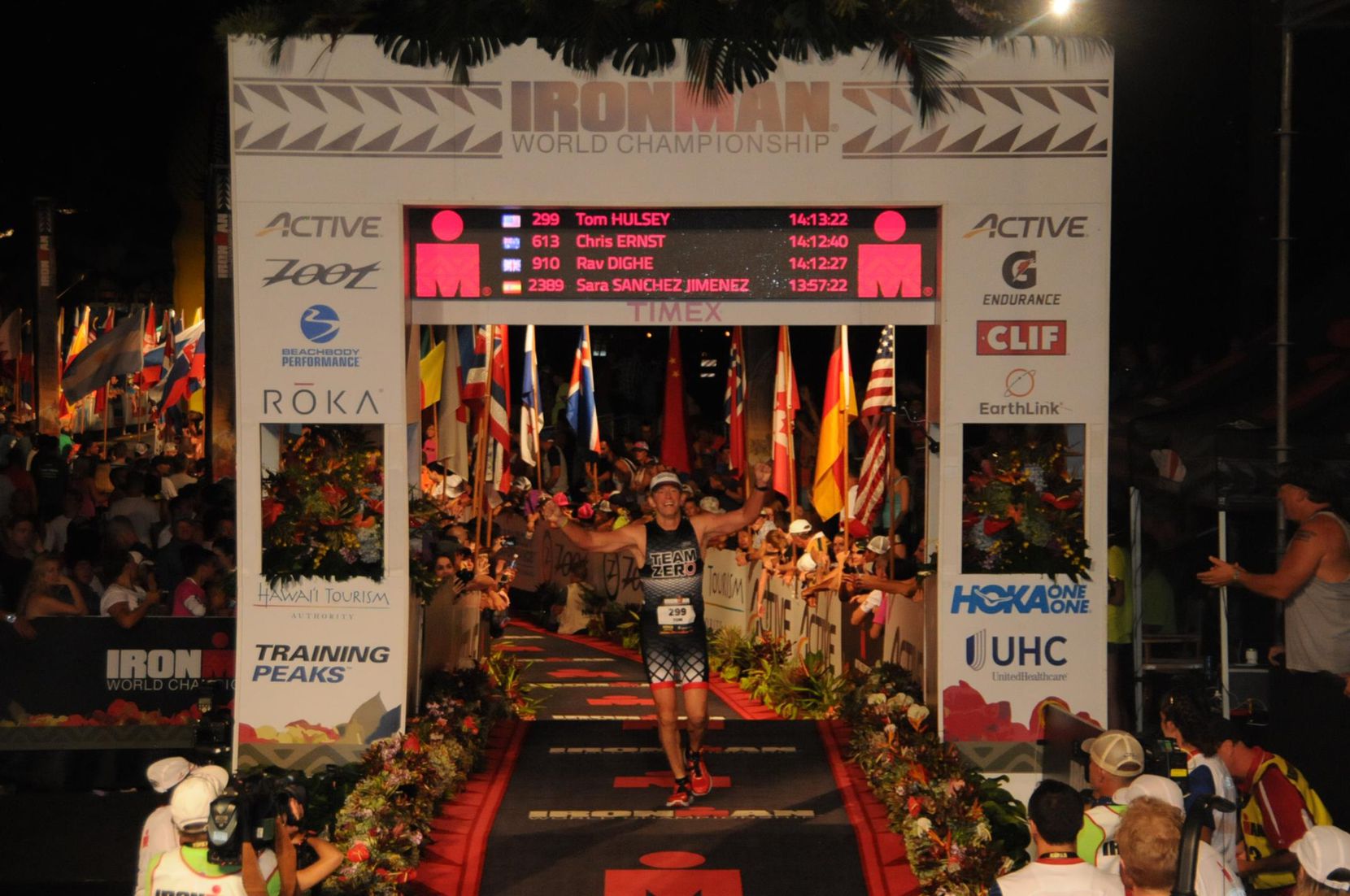 Tom Hulsey completes the Ironman World Championship in Kona, Hawaii.