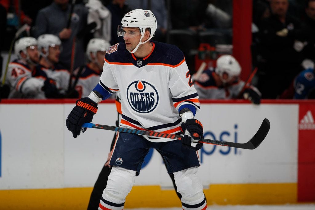 =Edmonton Oilers defenseman Andrej Sekera (2) in the second period of an NHL hockey game...