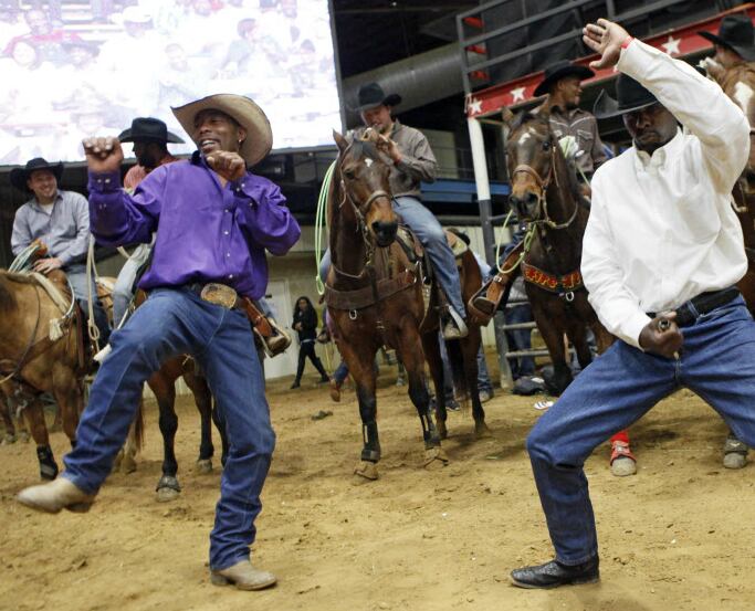 Cowboys  show off their dancing skills at the Hip Hop Cowboy's Spring Rodeo.