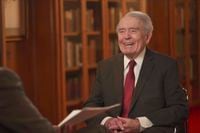 This photo provided by CBS News shows Dan Rather with CBS correspondent Lee Cowan during an...