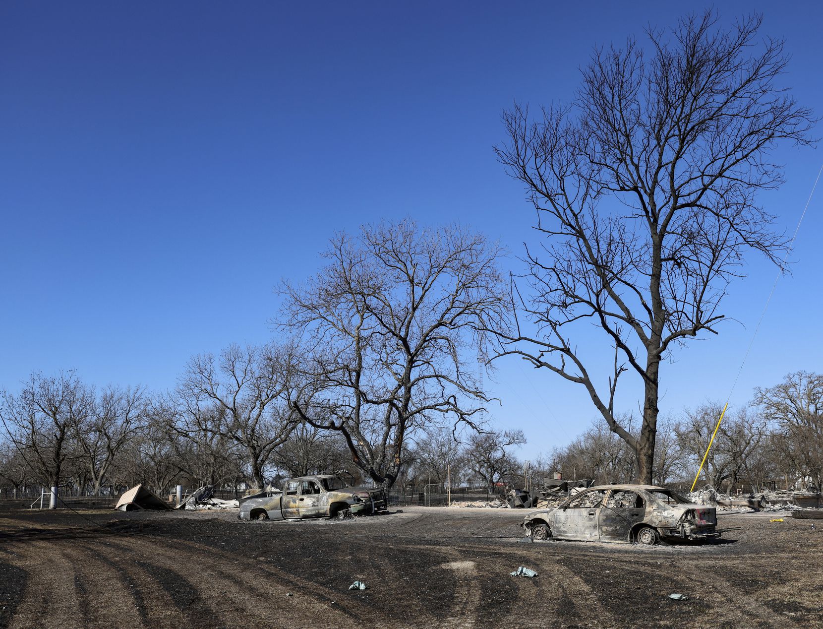 The destruction left behind after the Eastland Complex fire swept through Carbon on Thursday...