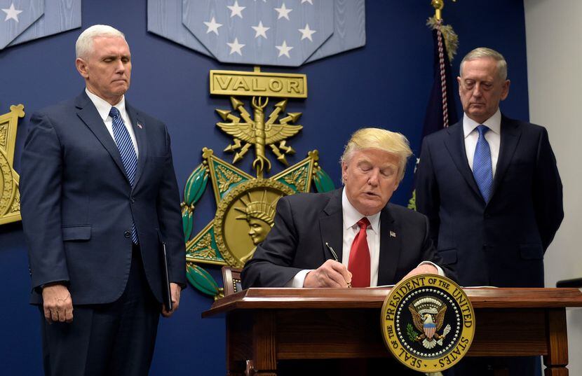President Donald Trump  signed an executive action on extreme vetting at the Pentagon in...