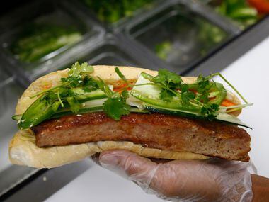 A Vietmanese pork banh mi sandwich at Sandwich Hag in Dallas on July 7, 2017.  (Nathan...