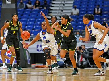 DeSoto Kendall Brown #23 steals the ball from Cypress Creek Taylor Jackson #32. DeSoto vs....