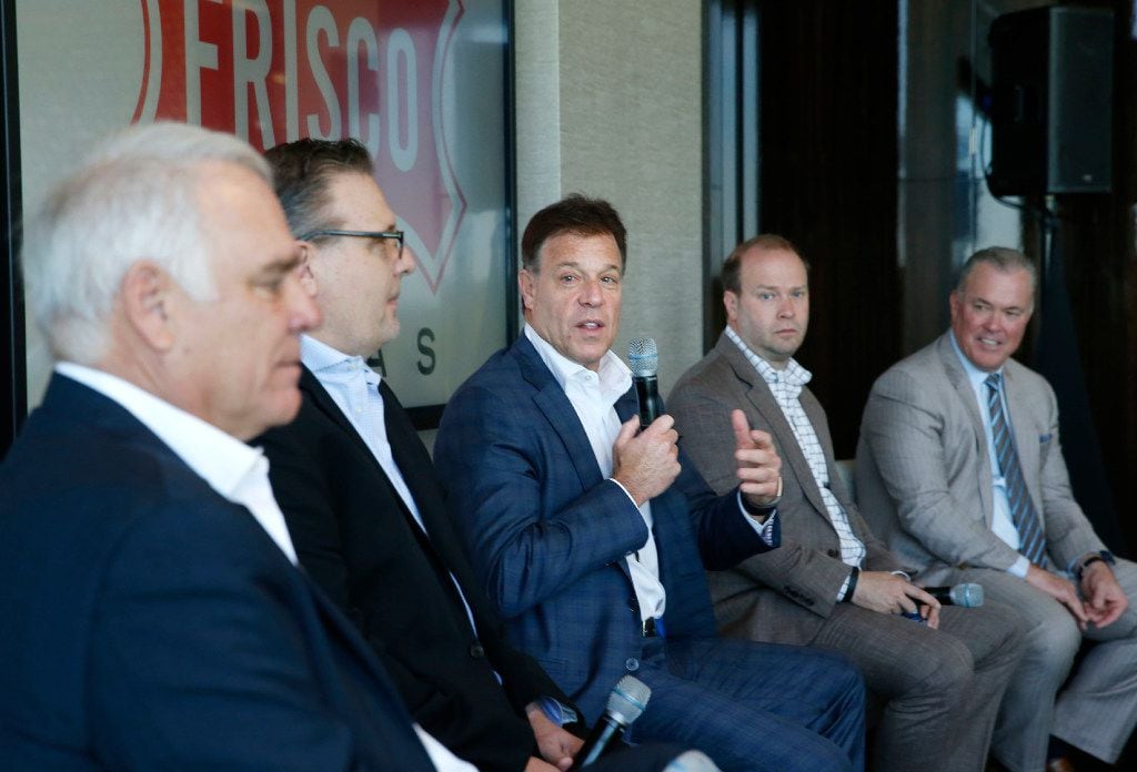 Frisco RoughRiders CEO Chuck Greenberg talks during a panel discussion at the U.S....