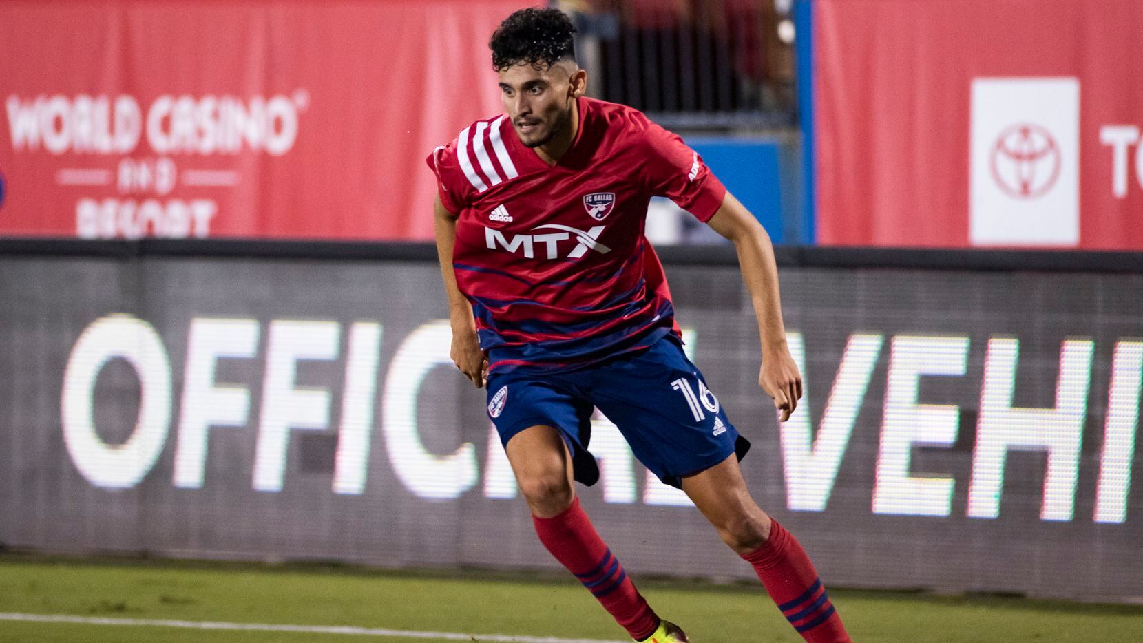 FC Dallas forward Ricardo Pepi (16) looks to make a move to score during FC DallasÕ home game against the San Jose Earthquakes at Toyota Stadium in Frisco, Texas on Saturday, September 11, 2021.