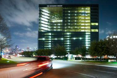 The former Richards Group tower as seen along North Central Expressway in February 2023. The...