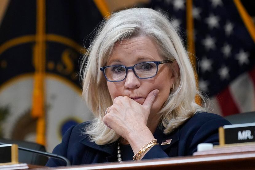 FILE - Vice Chair Liz Cheney, R-Wyo., listens as the House select committee investigating...