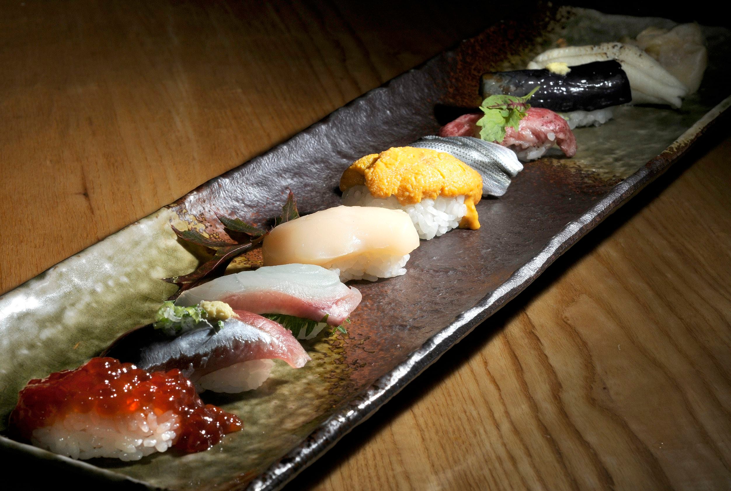 An assortment of sushi at Yutaka Sushi Bistro.