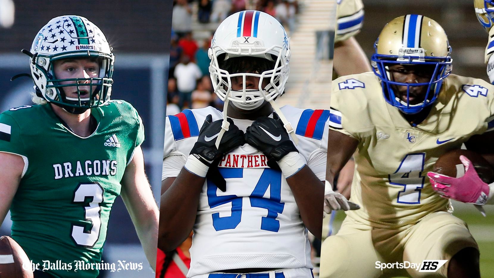 From left to right: Southlake Carroll's Quinn Ewers, Duncanville's Savion Byrd and Garland...
