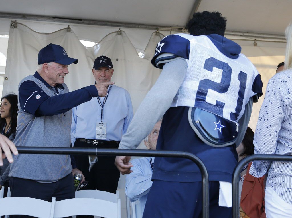 Dallas Cowboys owner and general manager Jerry Jones introduces Dallas Cowboys running back...