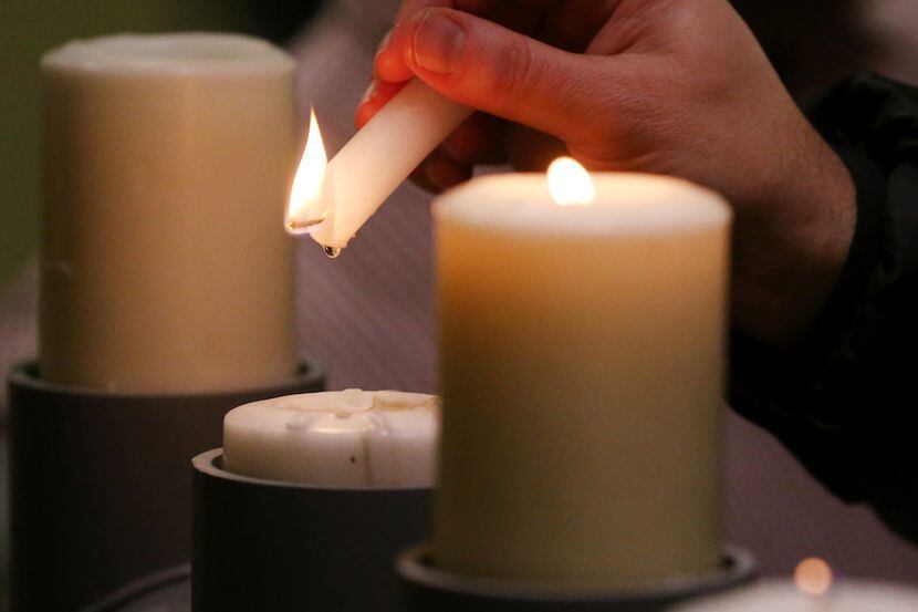 A menorah is lit for Hanukkah.