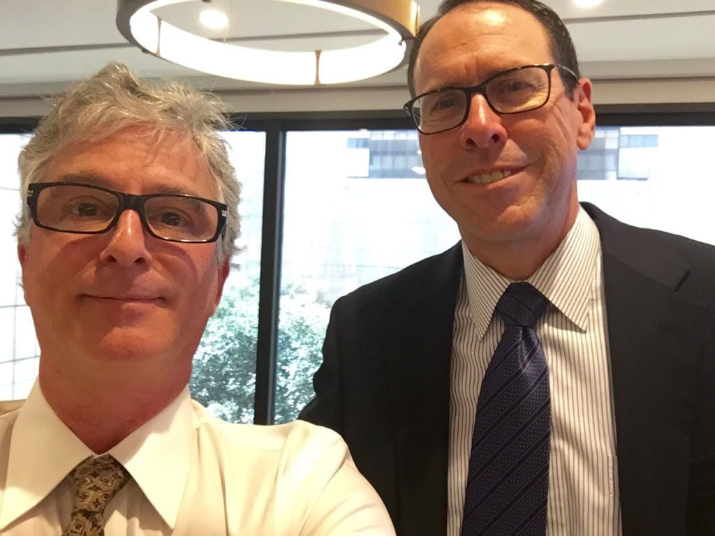 Watchdog Dave Lieber and AT&T president and CEO Randall Stephenson in Stephenson's office...