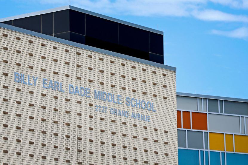 An exterior shot of Billy Earl Dade Middle School in Dallas.