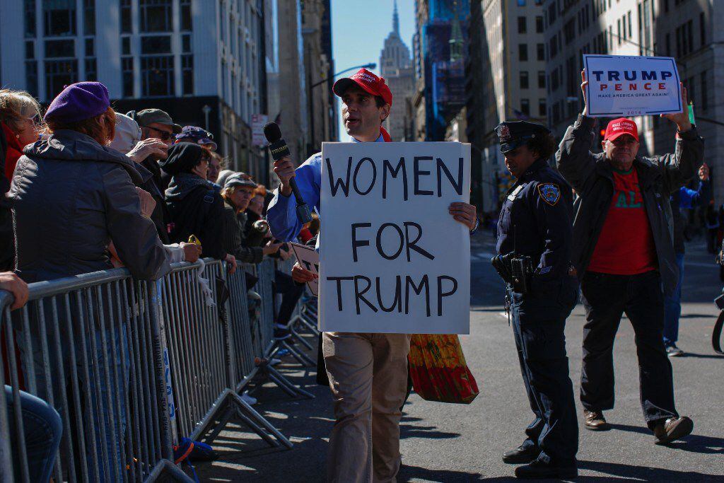 Donald Trump supporters were on hand at New York's Columbus Day parade on Monday.