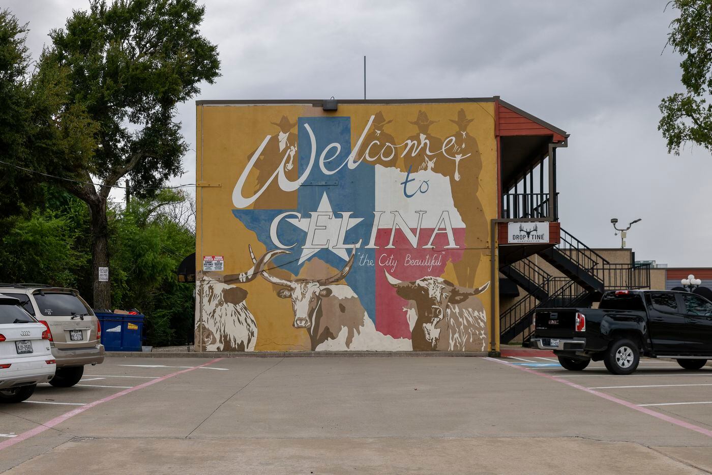 A mural welcomes people to Celina.