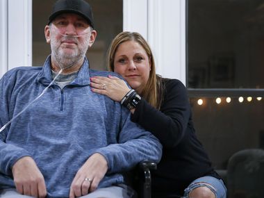 Josh Welch, 47, and his wife Emily at their home in Plano on Feb. 24, 2022. Josh was...
