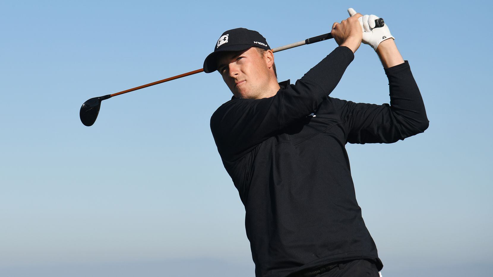 PEBBLE BEACH, CALIFORNIA - FEBRUARY 07:  Jordan Spieth of the United States plays his shot from the 13th tee during the second round of the AT&T Pebble Beach Pro-Am at Monterey Peninsula Country Club on February 07, 2020 in Pebble Beach, California.