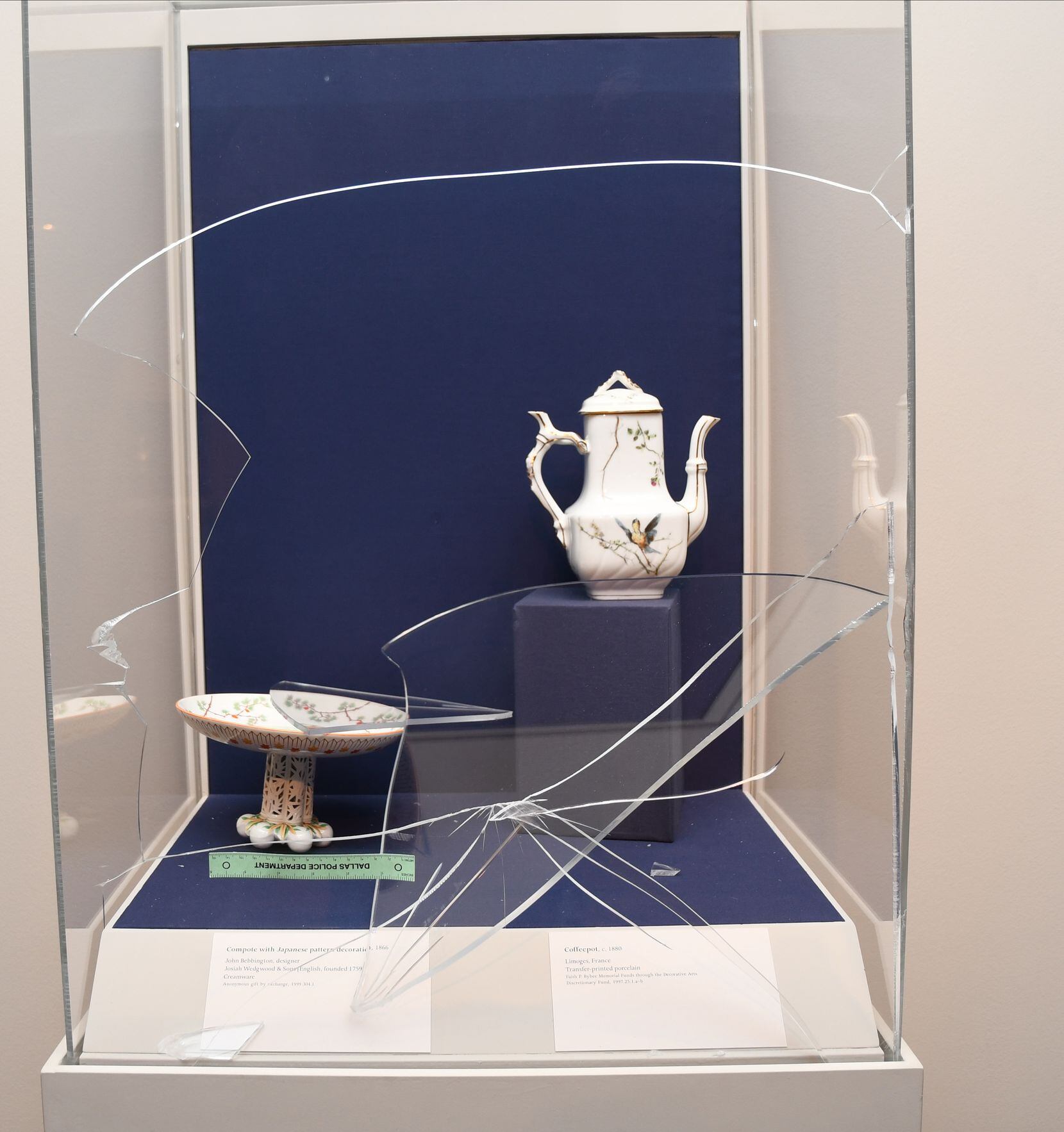 Police said the vandal used a stanchion to shatter four display cases in the museum’s...
