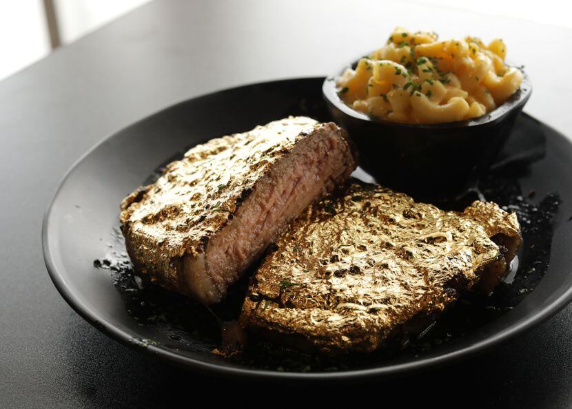 The Saint’s 24ct gold steak photographed at the new Bells Sweet Factory in Plano, TX, on...