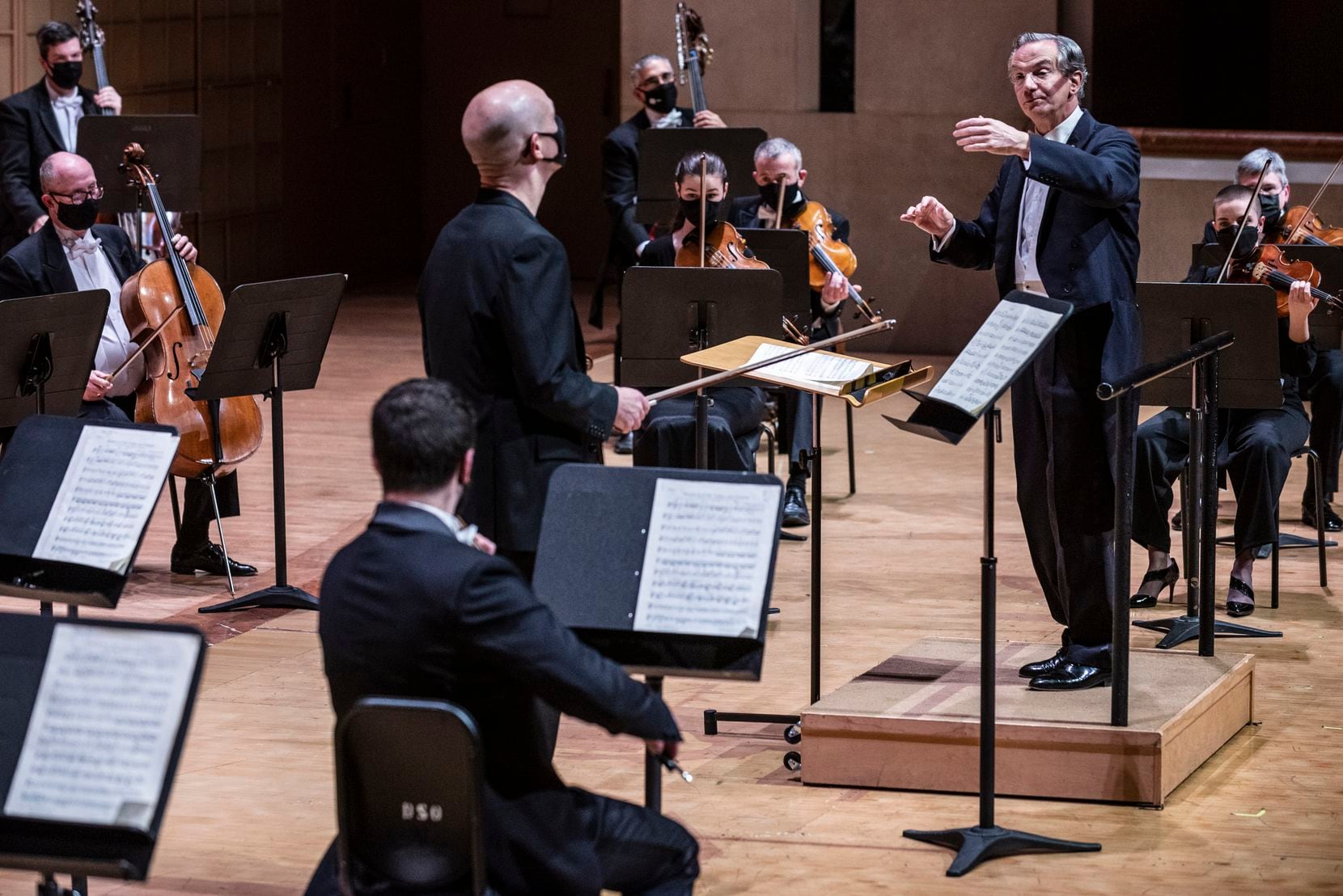 Fabio Luisi (right) conducts Mozart Concerto No. 3 for Violin and Orchestra in G Major, K....