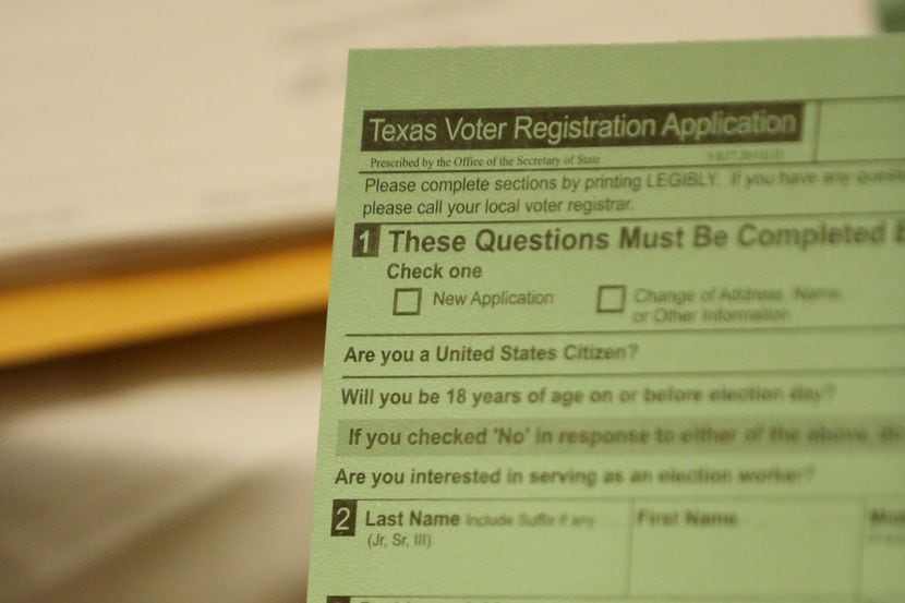 Una forma de registro para nuevos votantes en Texas. (DMN/ANDY JACOBSOHN)
