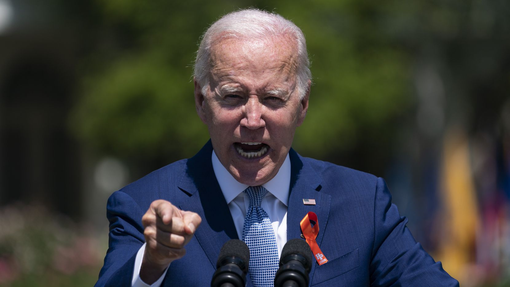 President Joe Biden speaks during an event to celebrate the passage of the "Bipartisan Safer...