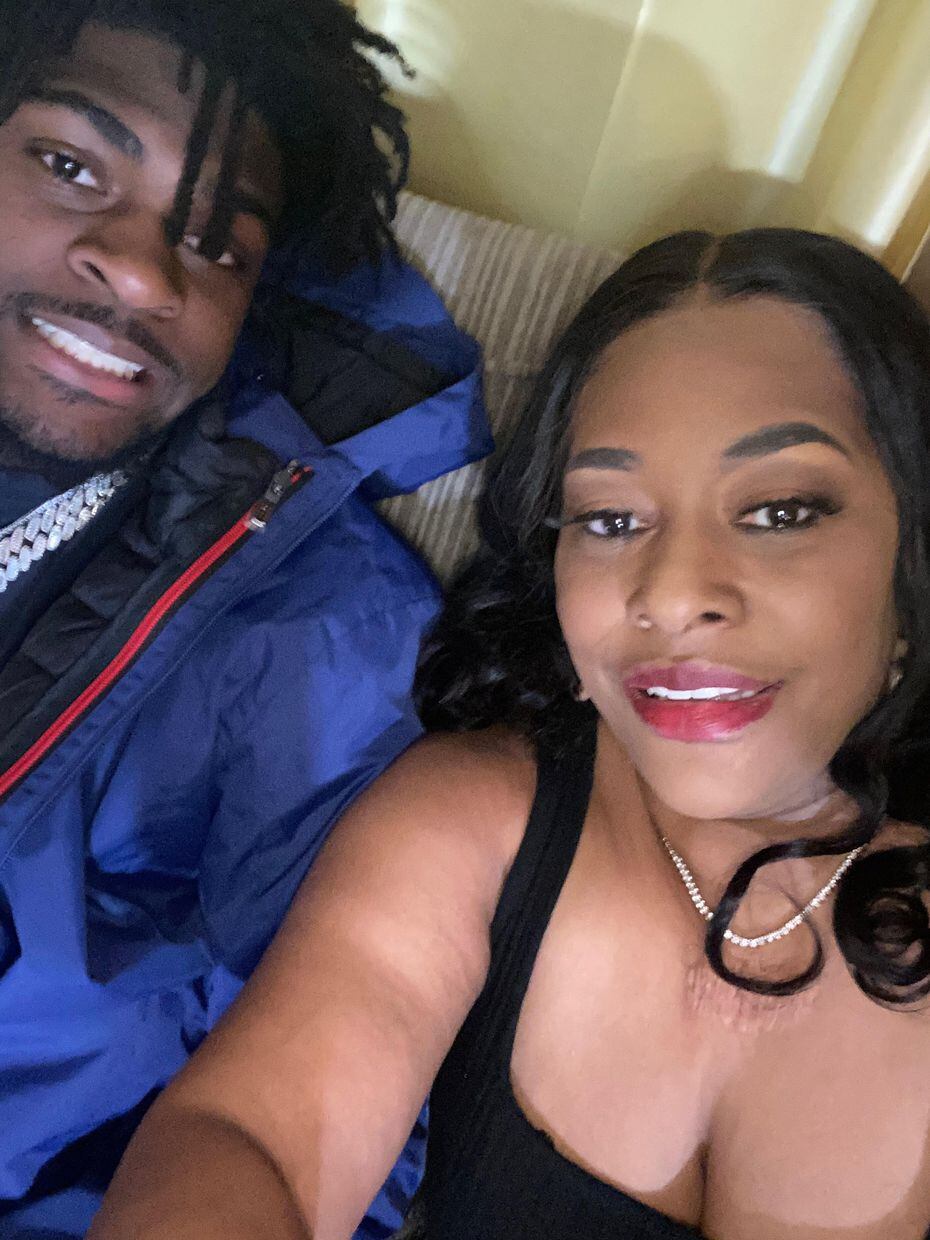 Trevon Diggs and his mom, Stephanie, take a selfie on draft night. The Cowboys selected the...