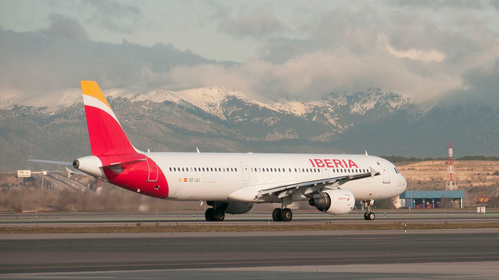 An Iberia Airways Airbus A321 takes off in Madrid.