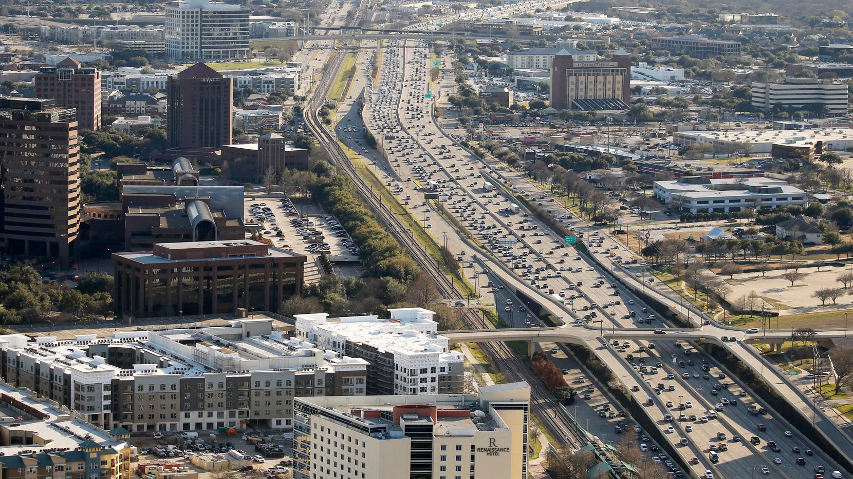 Traffic along Central Expressway in Richardson  on Feb. 28, 2020.