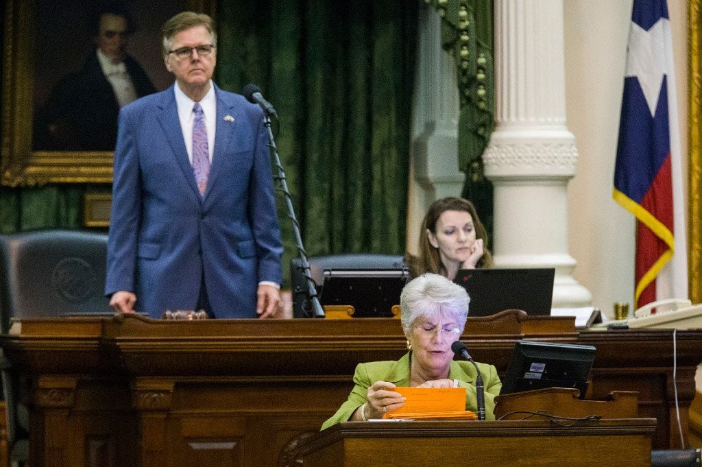 Bills put on the docket by Governor Greg Abbott are read aloud during a midnight session during the third day of a special legislative session on Thursday, July 20, 2017 at the Texas state capitol in Austin, Texas. The midnight session was called to read and pass the Sunset Bill.