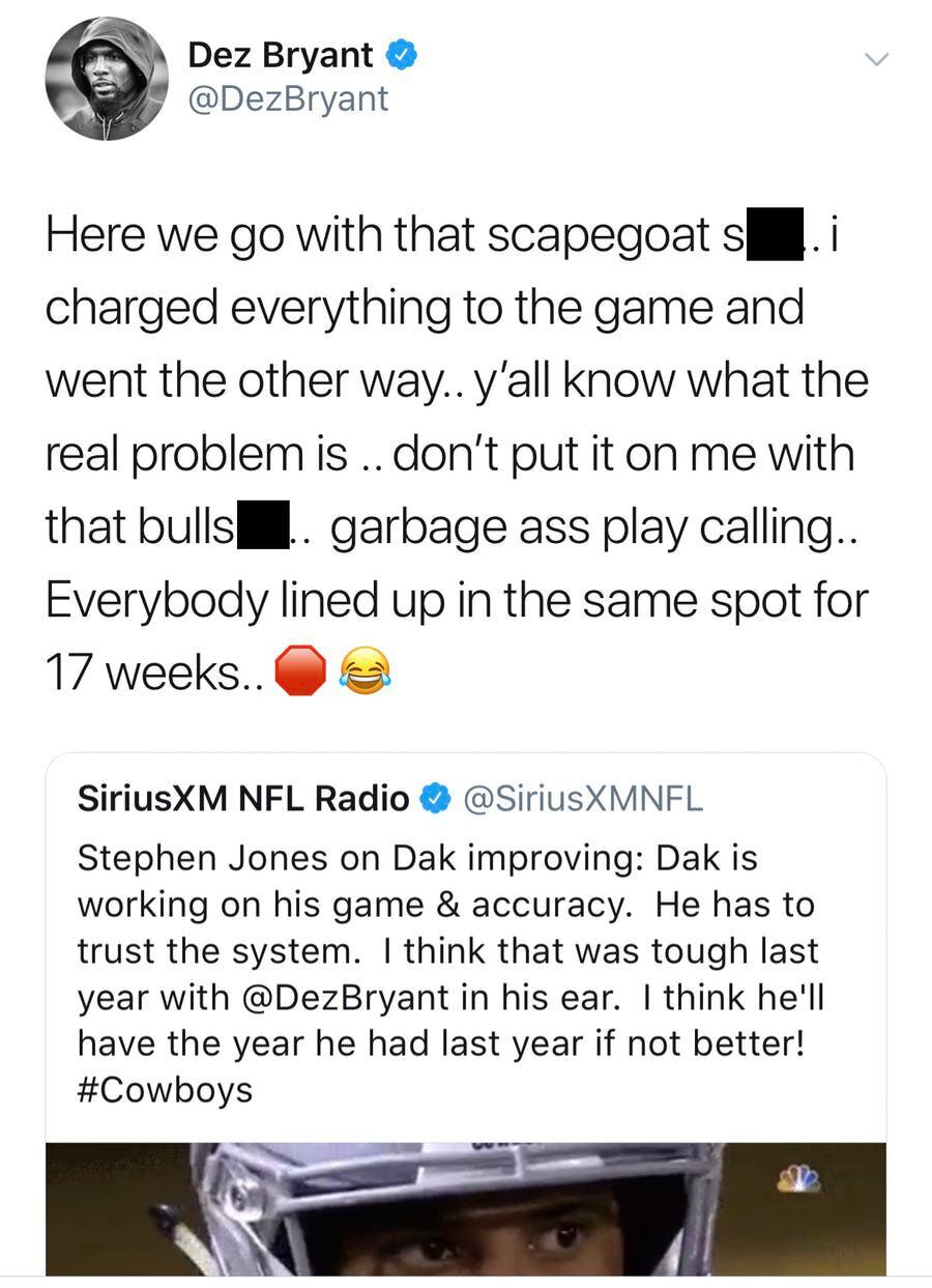 Screenshot from Dez Bryant's Twitter account in July