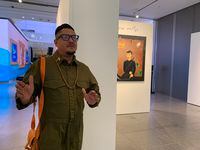 Armando Sebastián en la exposición de sus obras en el AT&T Discovery District, inaugurada el...