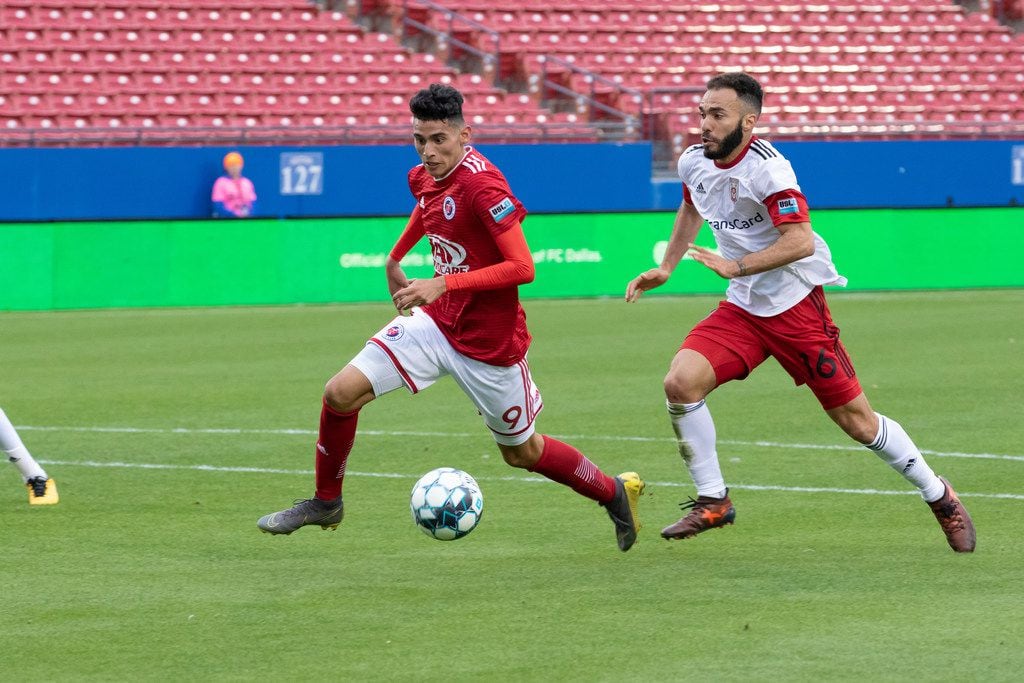 North Texas SC forward Ricardo Pepi was the first player signed to the USL team in early 2019. He is pictured here in a March 30, 2019, game against Chatanooga at Toyota Stadium in Frisco, Texas. Pepi scored three times in a 3-2 win. (Courtesy/FC Dallas)