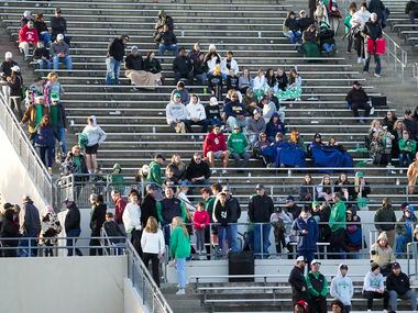 The Southlake Carroll stands empty during the fourth quarter of a loss to Denton Guyer in...