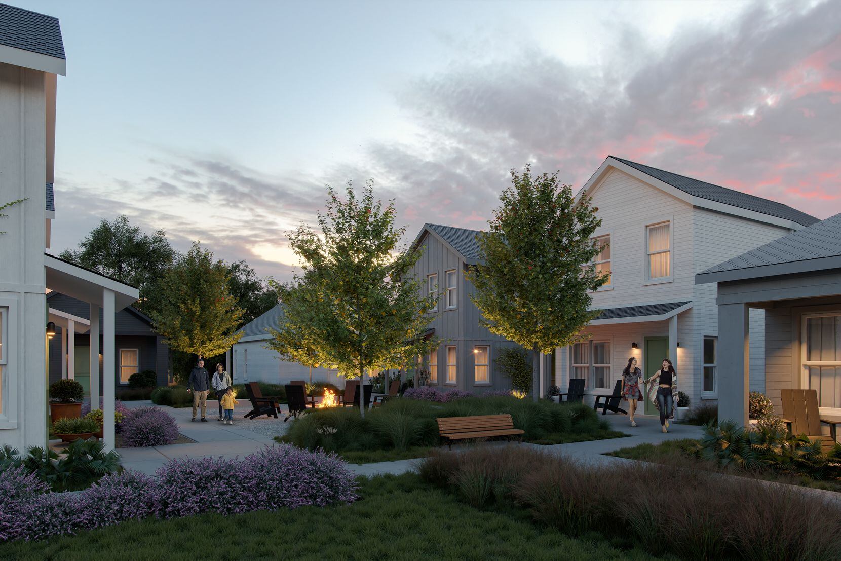 The courtyard of the Perch community in Denton, which will have 195 cottage-style homes.