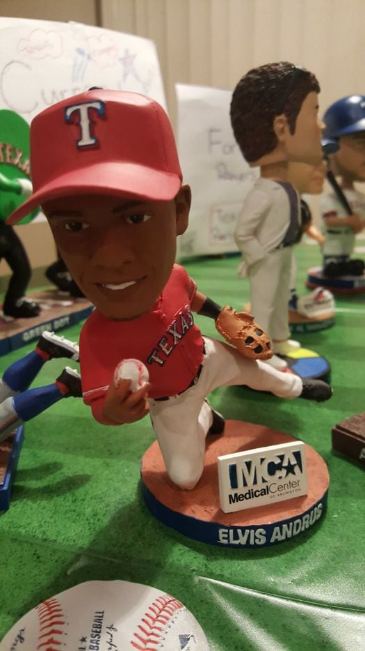 An Elvis Andrus bobblehead from the collection of Johnnie Lehew. The Fort Worth resident has...