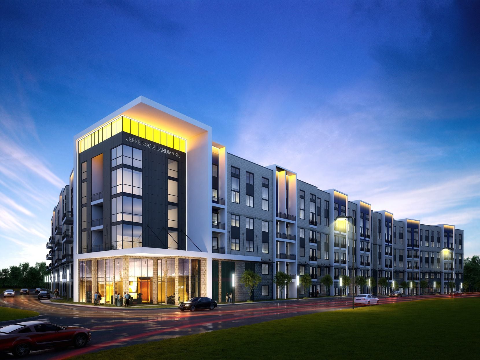 JPI's Jefferson Landmark apartments under construction just west of the tollway is one of...