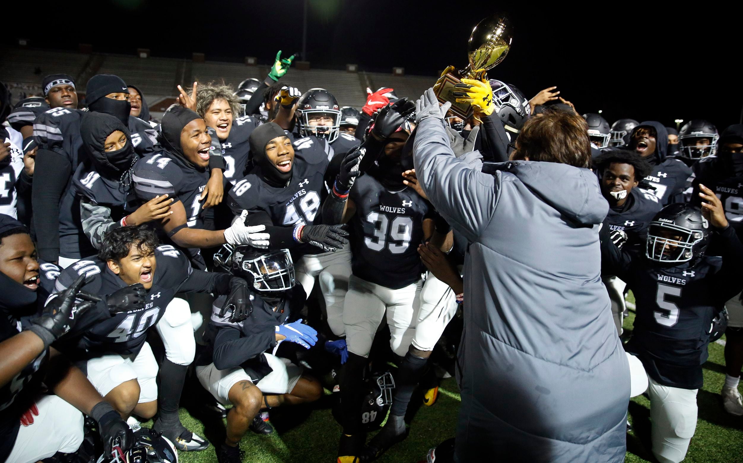 Photos: Blocked! Frisco Heritage's Kameron Franklin blocks Mansfield  Timberview's extra point attempt