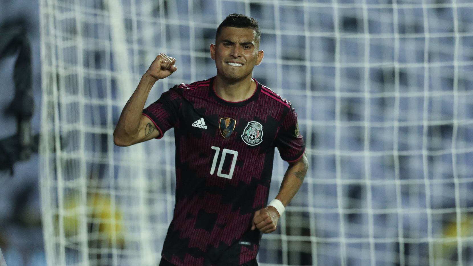 Orbelín Pineda celebra un gol ante Guatemala en la fecha 2 de la Copa Oro, el 14 de julio de...