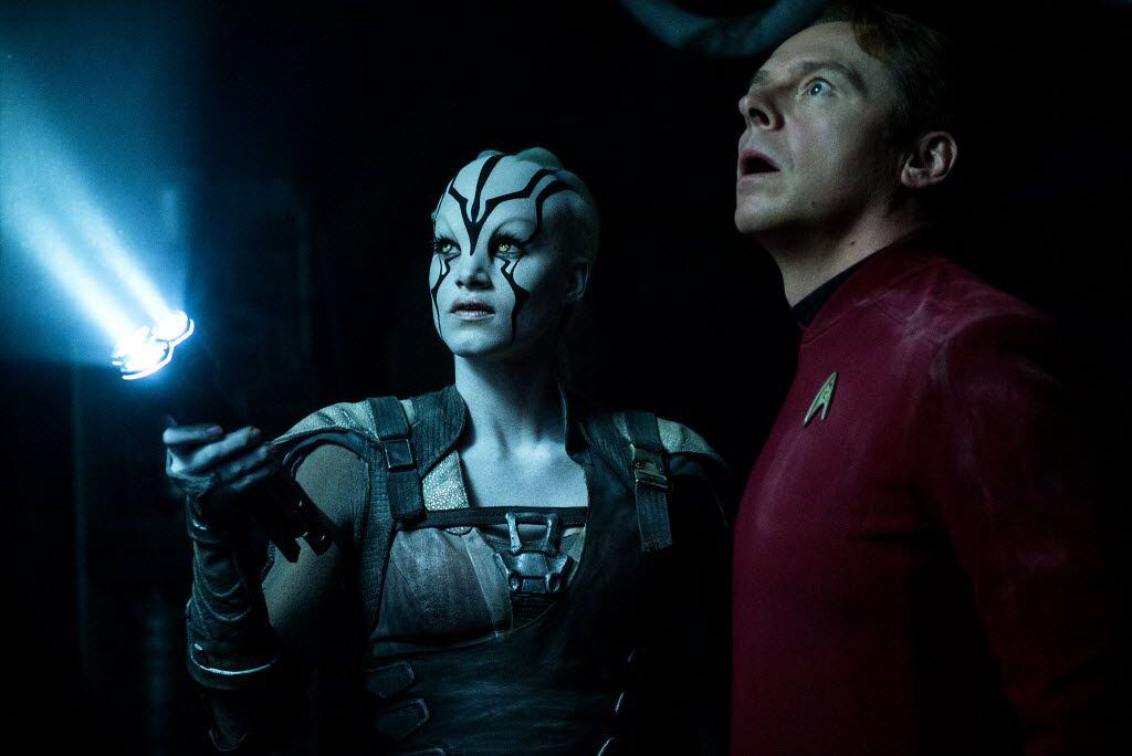 Left to right: Sofia Boutella plays Jaylah and Simon Pegg plays Scotty in Star Trek Beyond...