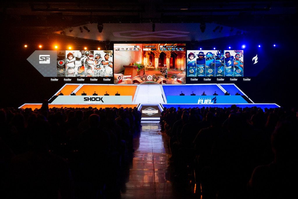 The Dallas Fuel plays against the San Francisco Shock during the season three opening weekend of the Overwatch League on Feb. 9, 2020 at the Esports Stadium in Arlington. The growing world of competitive video gaming has made its presence known in North Texas, home to a number of esports teams and companies.