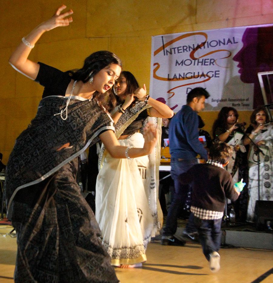 Shayna Mobin (left) and Sanuvar Sultana perform at the International Mother Language Day in...