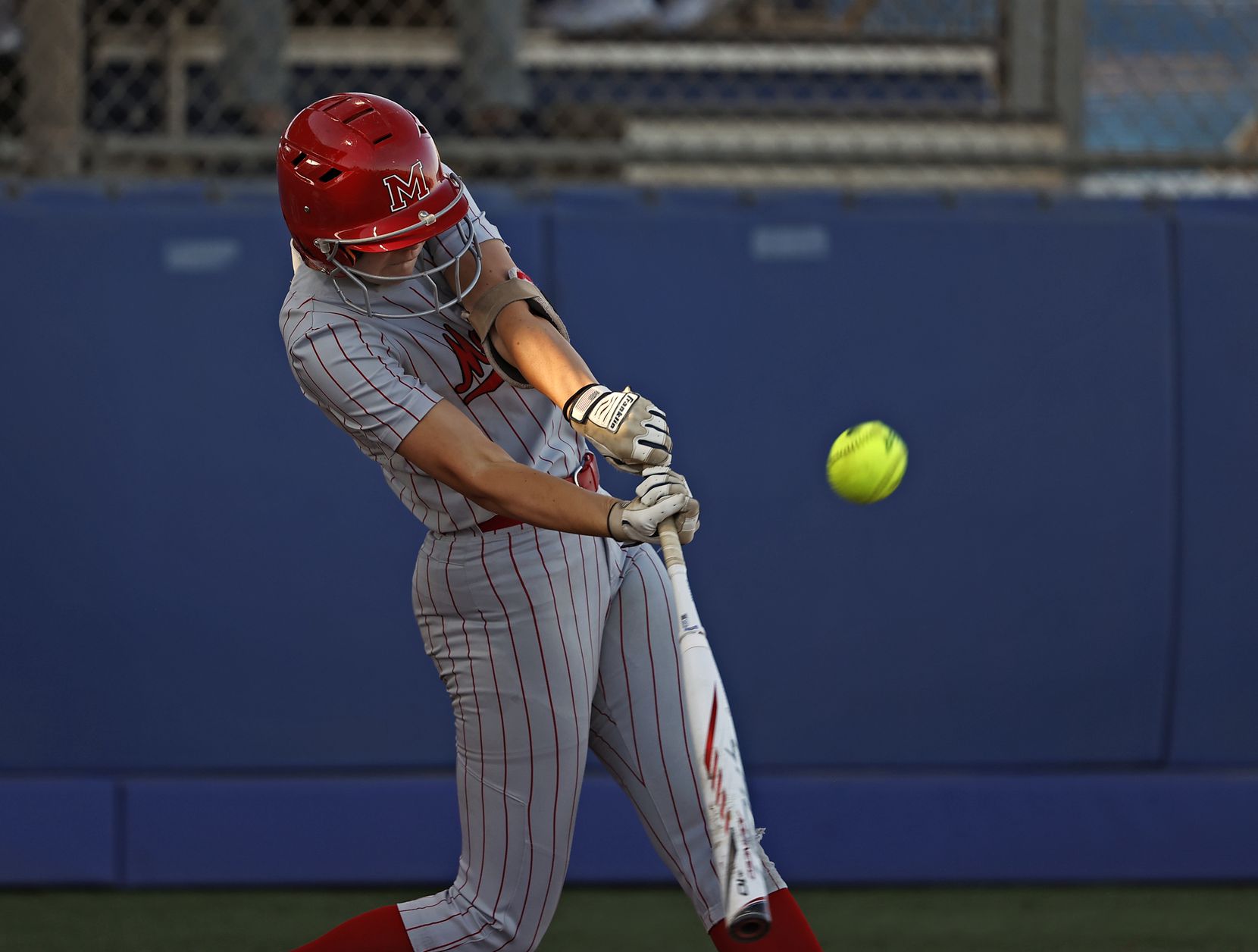Flower Mound Marcus' Haidyn Sokoloski (3) swings at the ball during the game against El Paso...