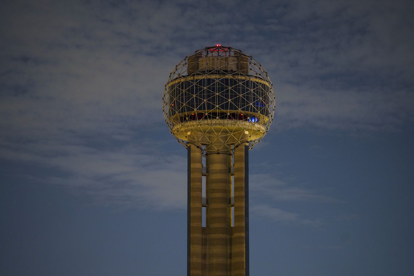 Reunion Tower was dark for only the second time in its 42-year history, according to their Facebook page, as part of #blackouttuesday while protests continue after the death of George Floyd on Tuesday, June 2, 2020, in Dallas. (Smiley N. Pool/The Dallas Morning News)
