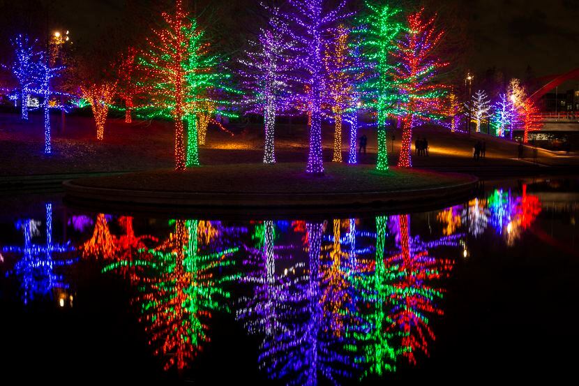 Vitruvian Park has more than 550 illuminated trees wrapped in 1.5 million sparkling LED lights.