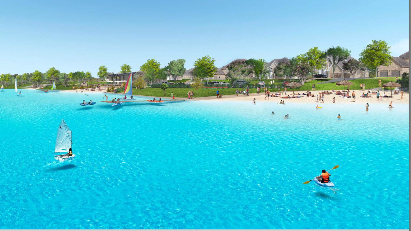 A Crystal Lagoons water feature is under construction in Prosper's Windsong Ranch development north of Dallas.