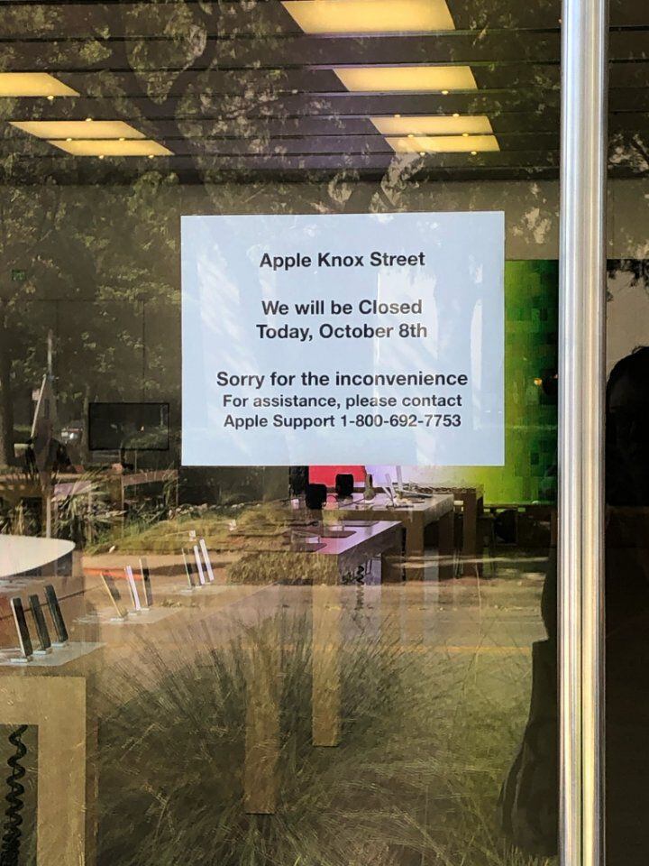 The Apple store was closed Tuesday.