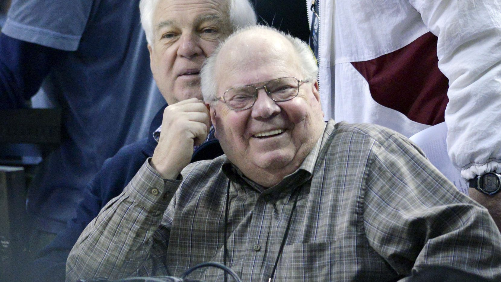 Mar 19, 2014; Buffalo, NY, USA; Bill Raftery (left) and Verne Lundquist prepare during...