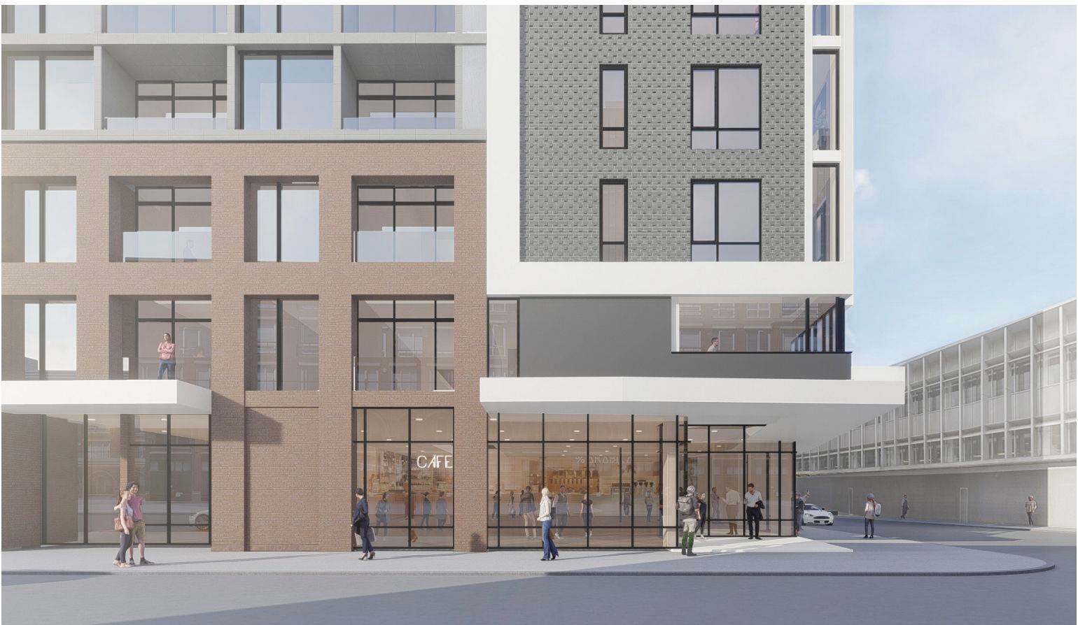 The planned building would have retail on the corner of Commerce and Harwood streets, with...